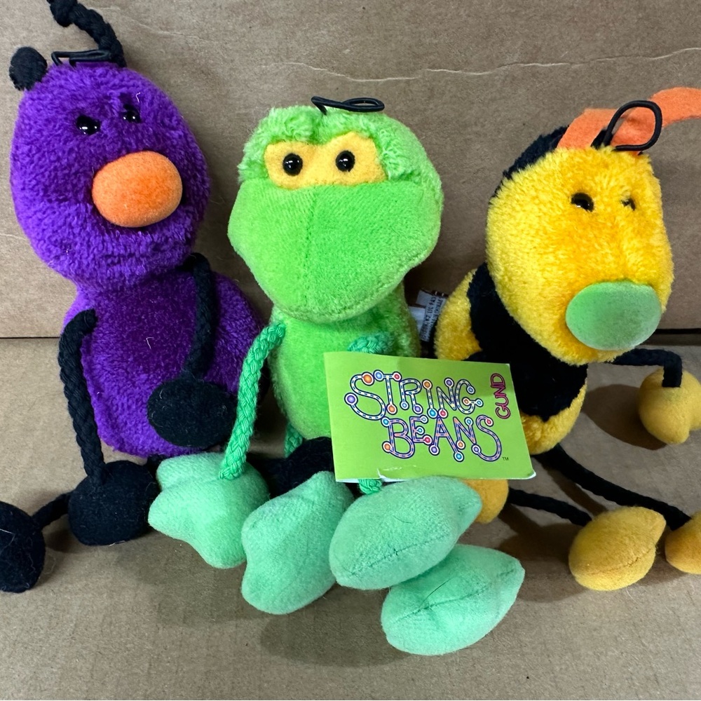 Gund String Beans Plush Toy Trio - Purple, Green, Yellow